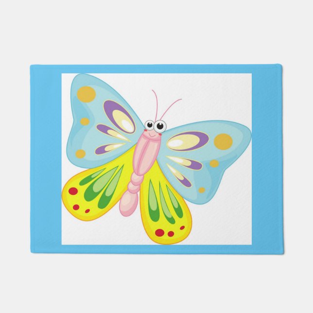 COLORFUL CARTOON BUTTERFLY DOORMAT (Front)