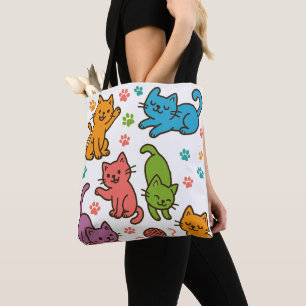 Colorful Cartoon Cats Tote Bag – Cute & Playful 