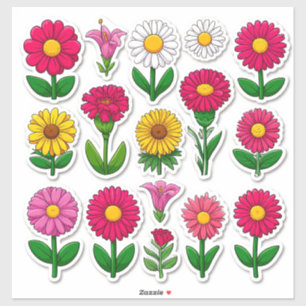 Colorful Cartoon Flower Stickers