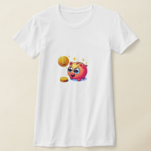 Colorful Cartoon Piggy Bank with Big Eyes, Sparkli T-Shirt