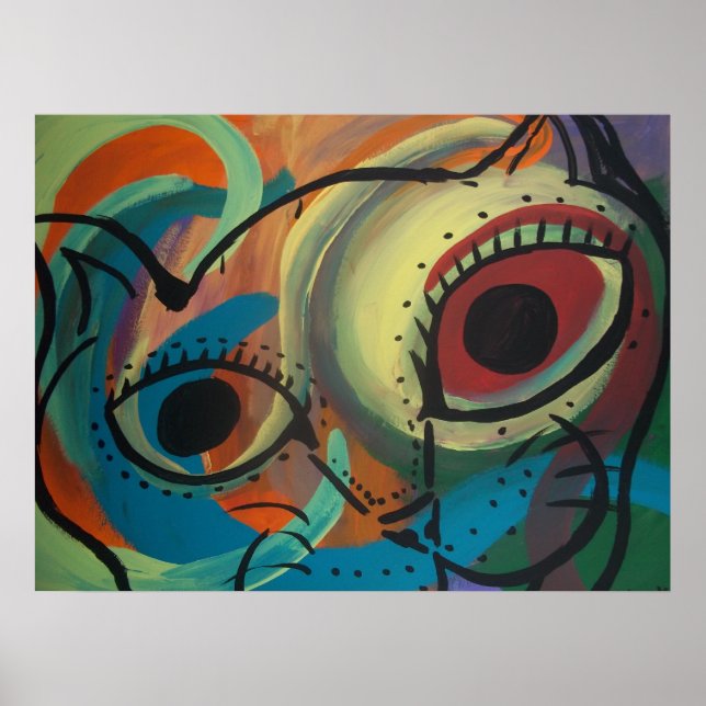 Colorful Cat Abstract Poster (Front)