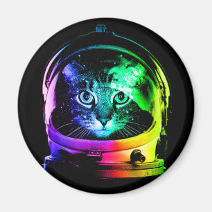 Colorful cat astronaut magnet