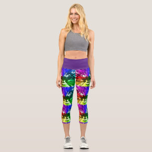 COLORFUL CAT CAPRI PINK YOGA LEGGINGS