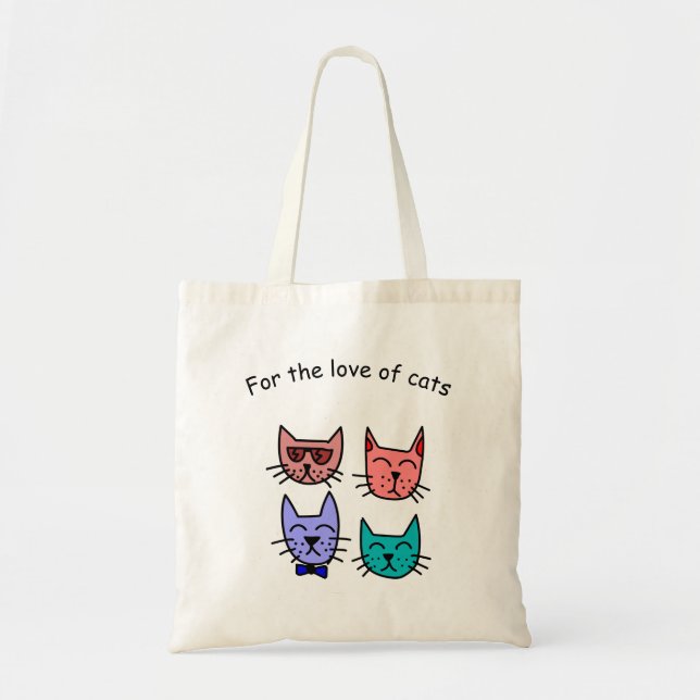 Colorful Cat Faces Tote Bag (Front)