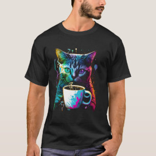 Colorful Cat Gaming Coffee Graphic Tees Men Women 