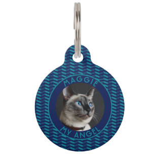 Colorful Cat Gift Chevron Checkers Pet Tag