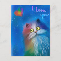 Colorful cat in love