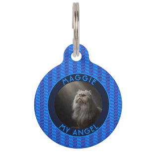Colorful Cat Lover Present Chevron Checkers Pet Tag