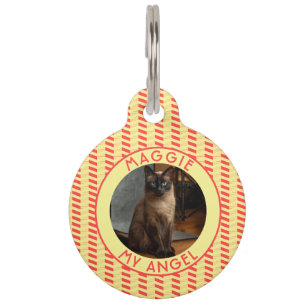 Colorful Cat Mom Gift Chevron Checkers Pet Tag