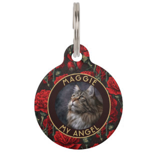 Colorful Cat Owner Gift Carnations Floral Pet Tag