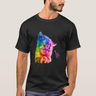 Colorful Cat S Head Pop Style Bright Cat And Butte T-Shirt