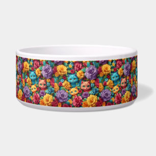 Colorful cats and flowers cute design