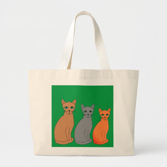 COLORFUL CATS DESIGNER ART CAT HANDBAGS TOTE (Front)