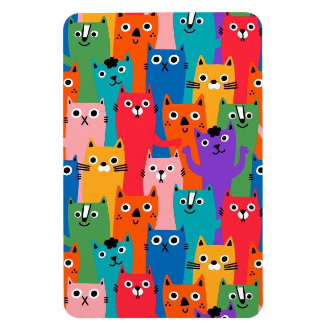 Colorful cats pattern magnet (Vertical)