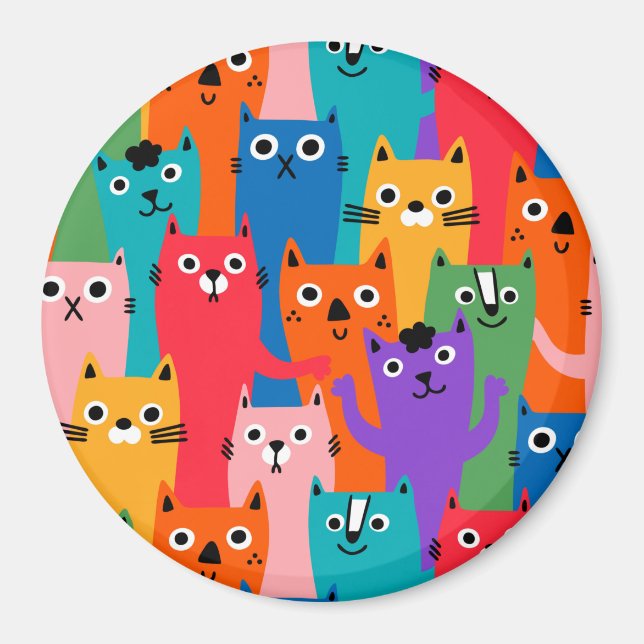 Colorful cats pattern magnet (Front)