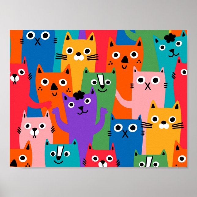 Colorful cats pattern poster (Front)