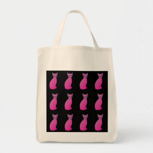COLORFUL CATS PINK CAT FELINE HANDBAGS TOTES