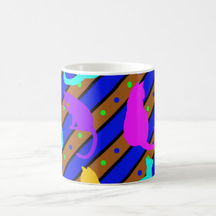 Colorful Cats stripes and polkadots Animal art Coffee Mug