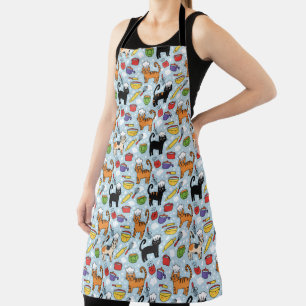 Colorful Cats Wearing Chef Hats Toque Blanche Apron