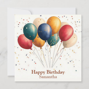 Colorful Celebration Balloons with Confetti Holiday Card