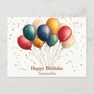 Colorful Celebration Balloons with Confetti Holiday Postcard