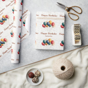 Colorful Celebration Balloons with Confetti Wrapping Paper