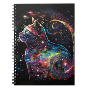 COLORFUL CELESTIAL CATS IN SPACE NOTEBOOK