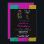 Colorful Chalkboard Kid 7th Birthday Was 6 Now 7   Invitation<br><div class="desc">Celebrate your child’s special day with this fun and colorful 7th birthday invitation featuring the popular phrase “I Was 6 Now I’m 7.” This vibrant chalkboard-style kids birthday party invite is fully customizable with the birthday name, party date, time, and location. Perfect for boys or girls, this modern and playful...</div>