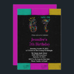 Colorful Chalkboard Kid 7th Birthday Was 6 Now 7   Invitation<br><div class="desc">Celebrate your child’s special day with this fun and colorful 7th birthday invitation featuring the popular phrase “I Was 6 Now I’m 7.” This vibrant chalkboard-style kids birthday party invite is fully customizable with the birthday name, party date, time, and location. Perfect for boys or girls, this modern and playful...</div>