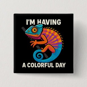 Colorful Chameleon Lizard Life Rainbow Reptile 15 Cm Square Badge