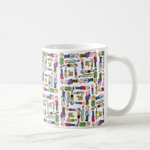 Colorful characters patterned coffee mug