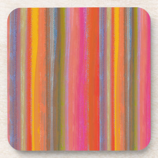 Colorful Charcoal Boho Stripes Coaster