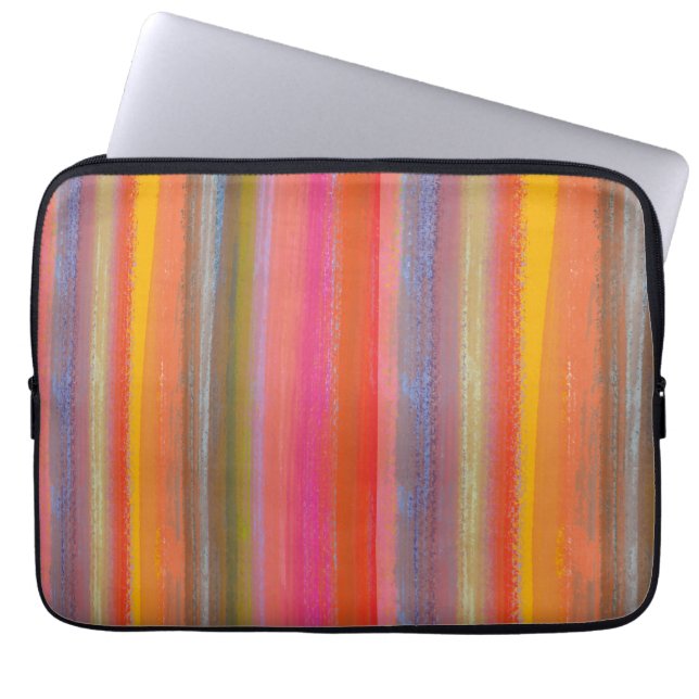 Colorful Charcoal Boho Stripes Laptop Sleeve (Front)