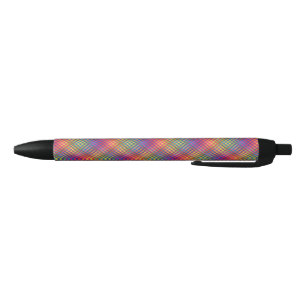 Colorful Checker Abstract Pattern Black Ink Pen