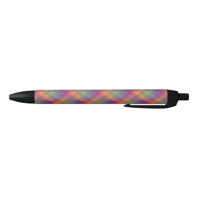 Colorful Checker Abstract Pattern Black Ink Pen (Bottom)