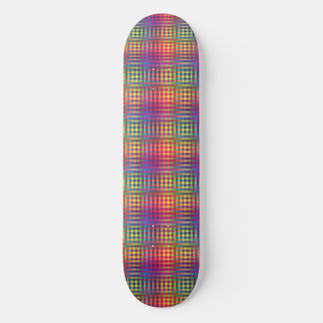 Colorful Checker Abstract Pattern Skateboard (Front)