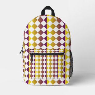 Colorful Checker Diamond Pattern Printed Backpack