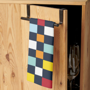 Colorful Checkerboard Pattern Tea Towel