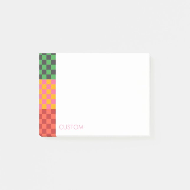 Colorful Checkered Custom Name  Post-it Notes (Front)