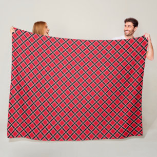Colorful checkered pattern in an oblique cage fleece blanket
