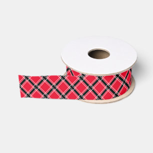 Colorful checkered pattern in an oblique cage grosgrain ribbon