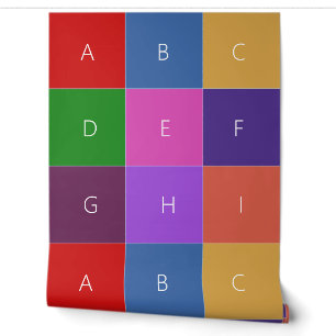 COLORFUL CHECKERED SQUARES WITH LETTERS SIMPLE WALLPAPER