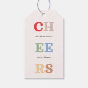 Colorful Cheer Christmas Happy Holidays Gift Tags