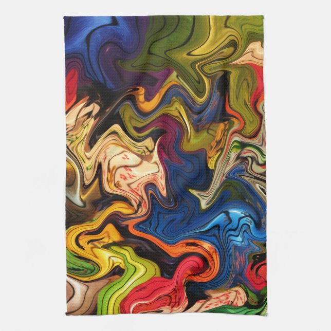 colorful, cheerful, colorful + pattern, textile tea towel (Vertical)