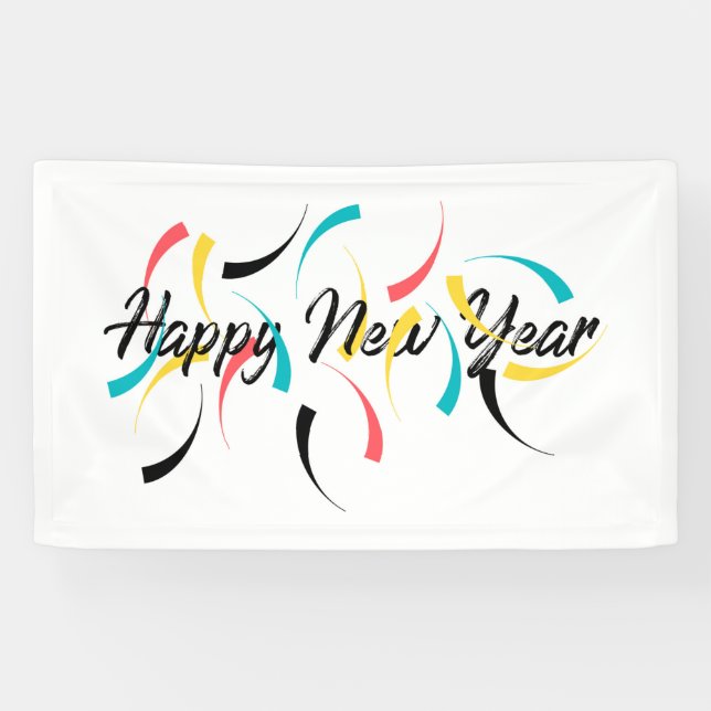 Colorful, cheerful design of "Happy New Year" Banner (Horizontal)