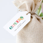 Colorful Cheers New Year Family Holiday Gift Tags<br><div class="desc">These colorful cheers New Year family holiday gift tags are perfect for a modern holiday present. The simple design features cute and fun typography with alternating colored letters in red,  blush pink,  emerald green,  pastel green and yellow gold. Personalize them with your name.</div>