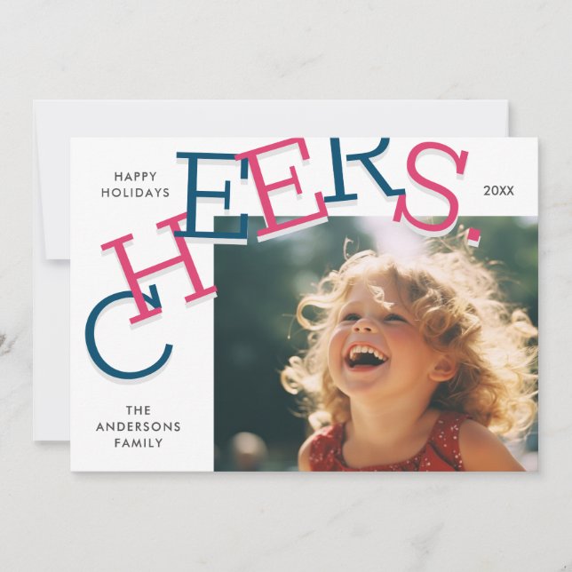 COLORFUL CHEERS! Simple Holiday Photo Christmas  (Front)