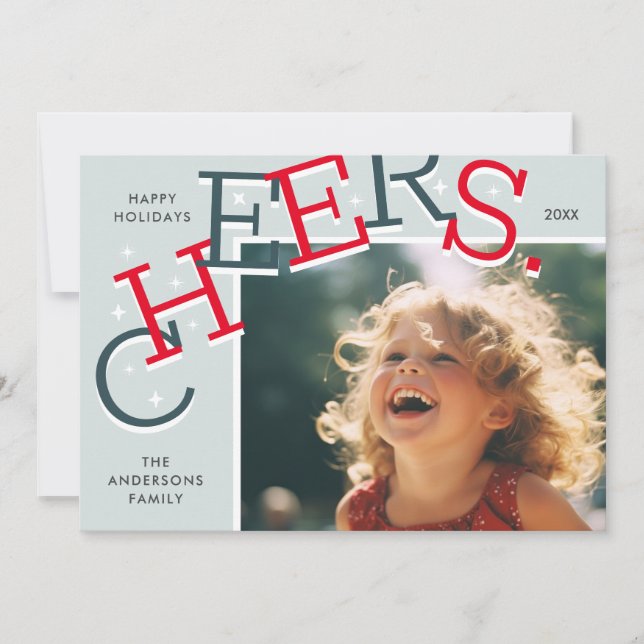 COLORFUL CHEERS! Simple Holiday Photo Christmas  (Front)