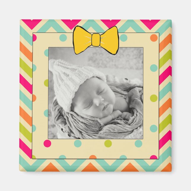 Colorful Chevron and Stripes Personalized Magnet (Front)