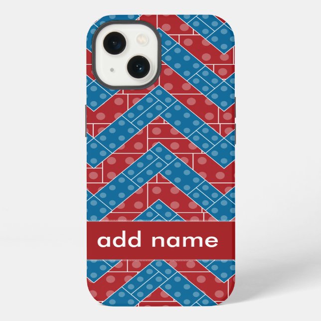 Colorful Chevron Pattern with Bricks Red Blue iPhone Case (Back)